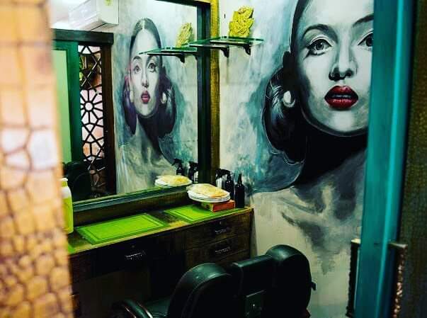 Salon mirror wall mural by Liger Art